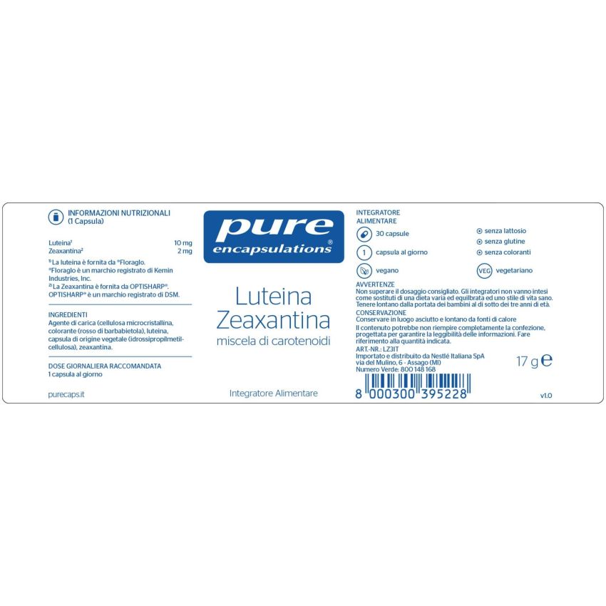 Pure Encapsulations - Capsule di Luteina e Zeaxantina, Confezione da 30
