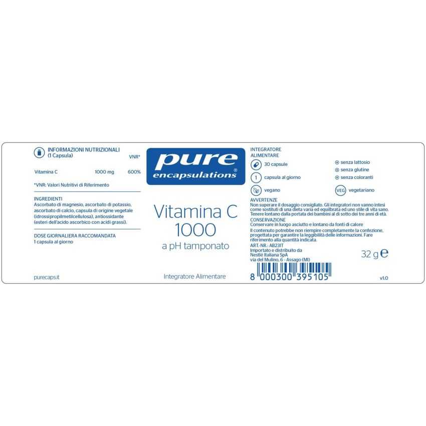 Pure Encapsulations - Vitamina C ad Alta Potenza 1000mg - 30 Capsule