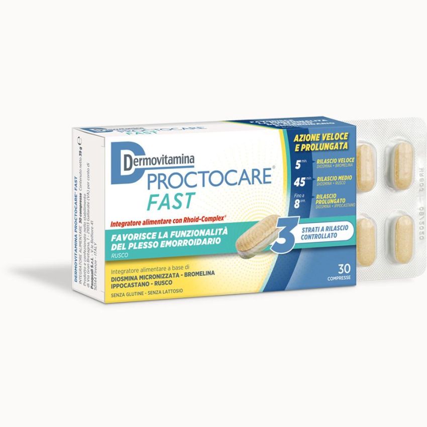 Dermovitamina ProctoCare Fast - Compresse per Proctite, Confezione da 30