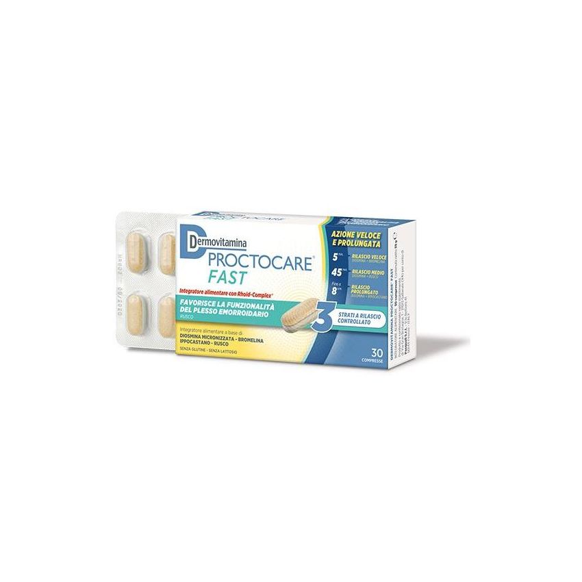 Dermovitamina ProctoCare Fast - Compresse per Proctite, Confezione da 30