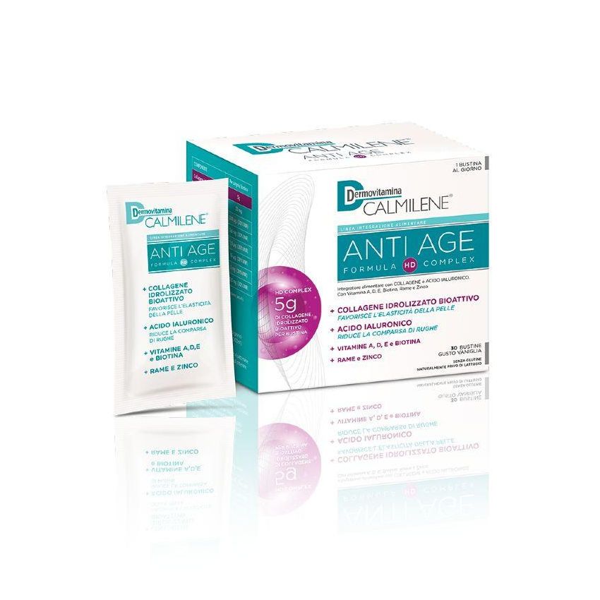 Antiet Dermovitamina Calmilene - Acido Ialuronico e Collagene in Polvere - 30 Bustine