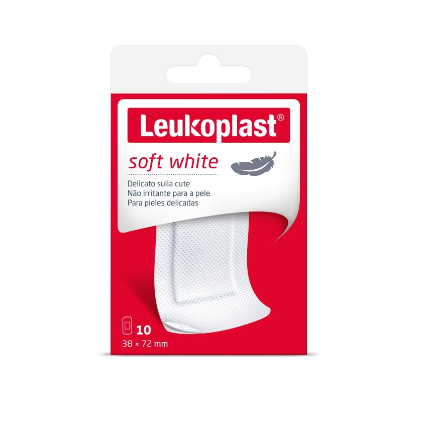Leukoplast Soft White - Cerotti Morbidi, 10 Pezzi, 72mmx38mm