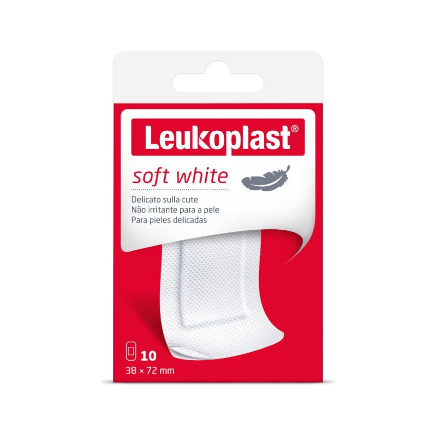 Leukoplast Soft White - Cerotti Morbidi, 10 Pezzi, 72mmx38mm