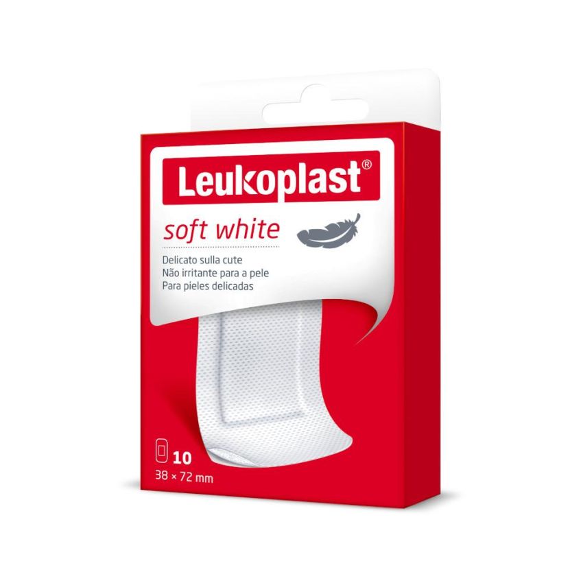 Leukoplast Soft White - Cerotti Morbidi, 10 Pezzi, 72mmx38mm