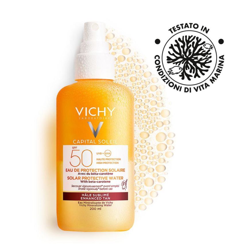 Vichy Capital Soleil Spray Solare Acqua-Intensivo SPF 50 per Corpo, 200 ml