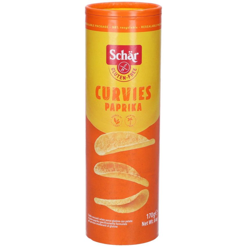 Schar Curvies Paprika - Chips di Patate Senza Glutine, 170g