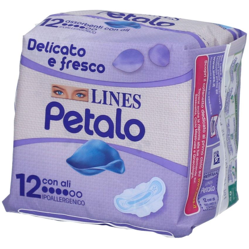 Lines Petalo Blu Assorbenti con Ali, Pacco da 12 Pezzi