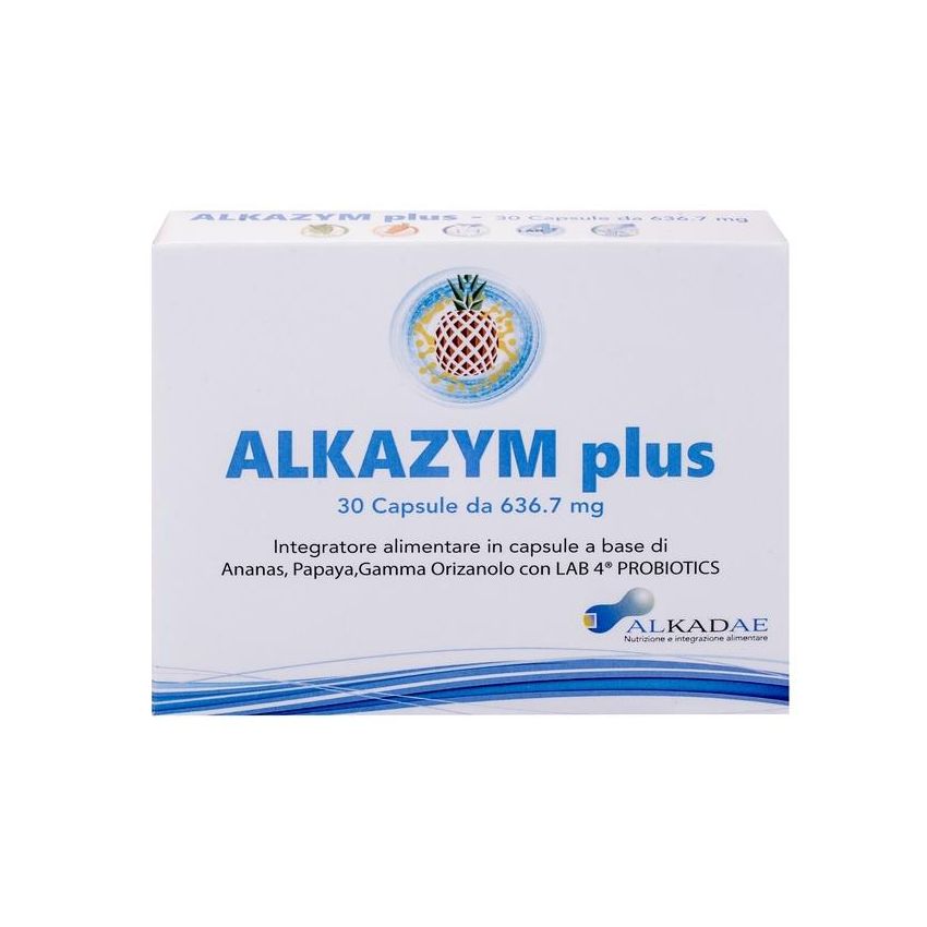 Alkazym Plus - Integratore Alimentare Digestivo, 30 Capsule