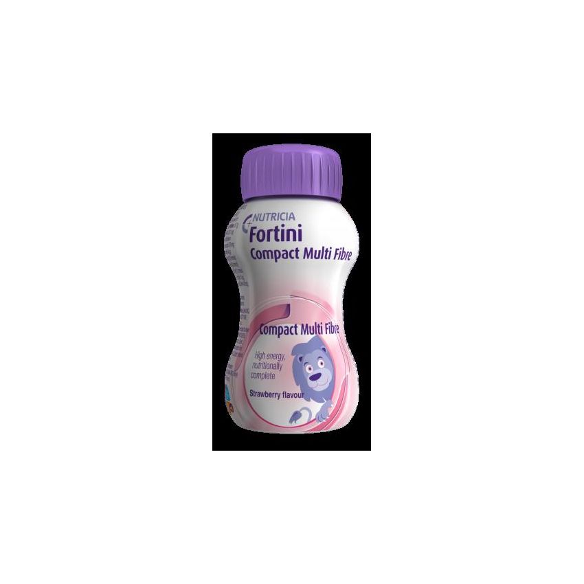 Nutricia Fortini Compact Multi Fibra con Sapore di Fragola, 4x125g