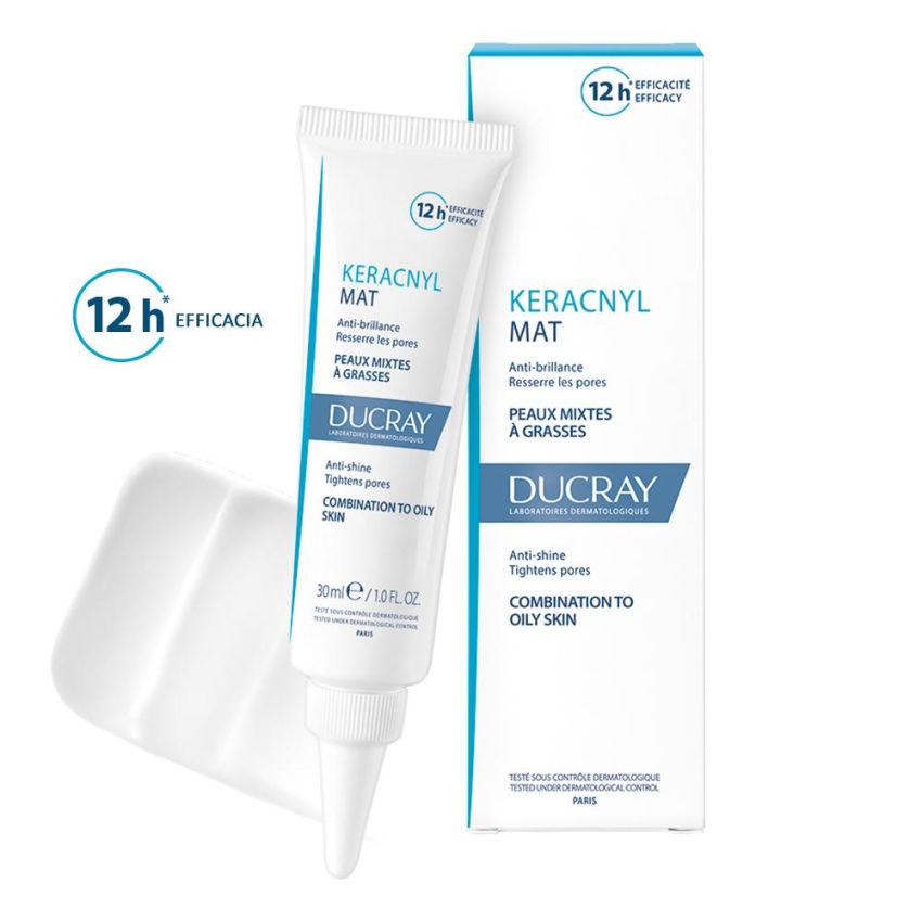 Ducray Keracnyl Crema Gel 30ml - Opacizzante per Pelle Grassa con Tendenza Acneica