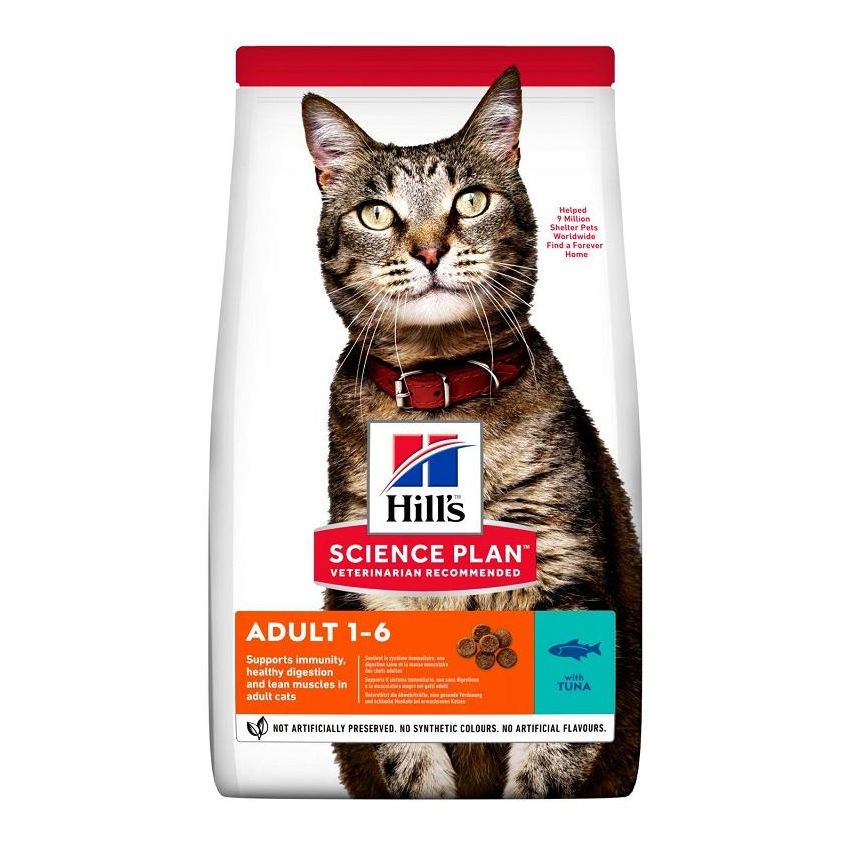 Hill's Science Plan - Crocchette al Tonno per Gatti Adulti (1-6 Anni), Sacco da 1,5kg