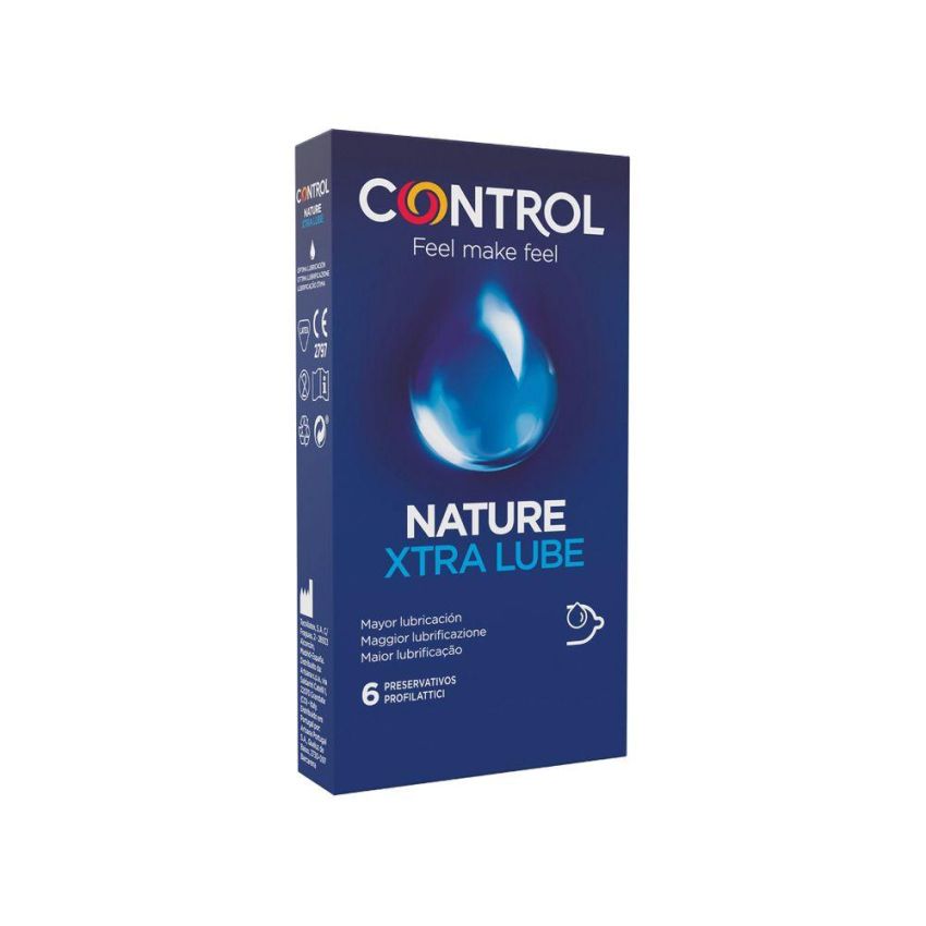 Control New Nature 2.0 - Profilattici Extra Lubrificati, 6 Pezzi