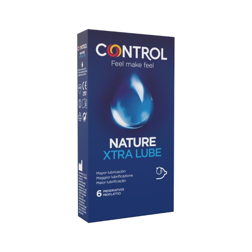 Control New Nature 2.0 - Profilattici Extra Lubrificati, 6 Pezzi