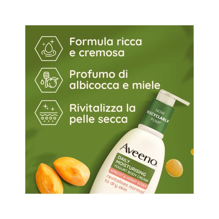 Aveeno Crema Corpo Idratante Quotidiana all'Yogurt di Albicocca e Miele - 300ml
