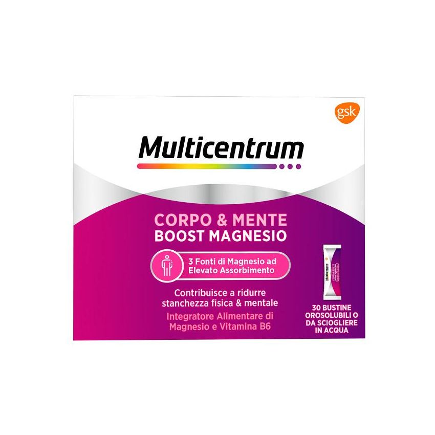 Multicentrum Boost Magnesio - Supporto per Corpo e Mente - 30 Bustine