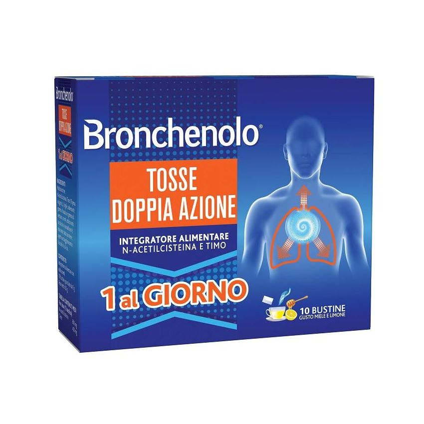 Bronchenolo Doppia Azione per la Tosse - Miele e Limone - 10 Bustine