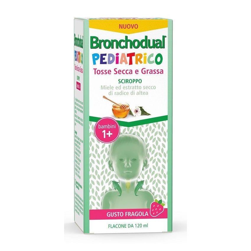 Bronchodual Pediatrico Sciroppo per Bambini, Sapore Fragola, 120ml
