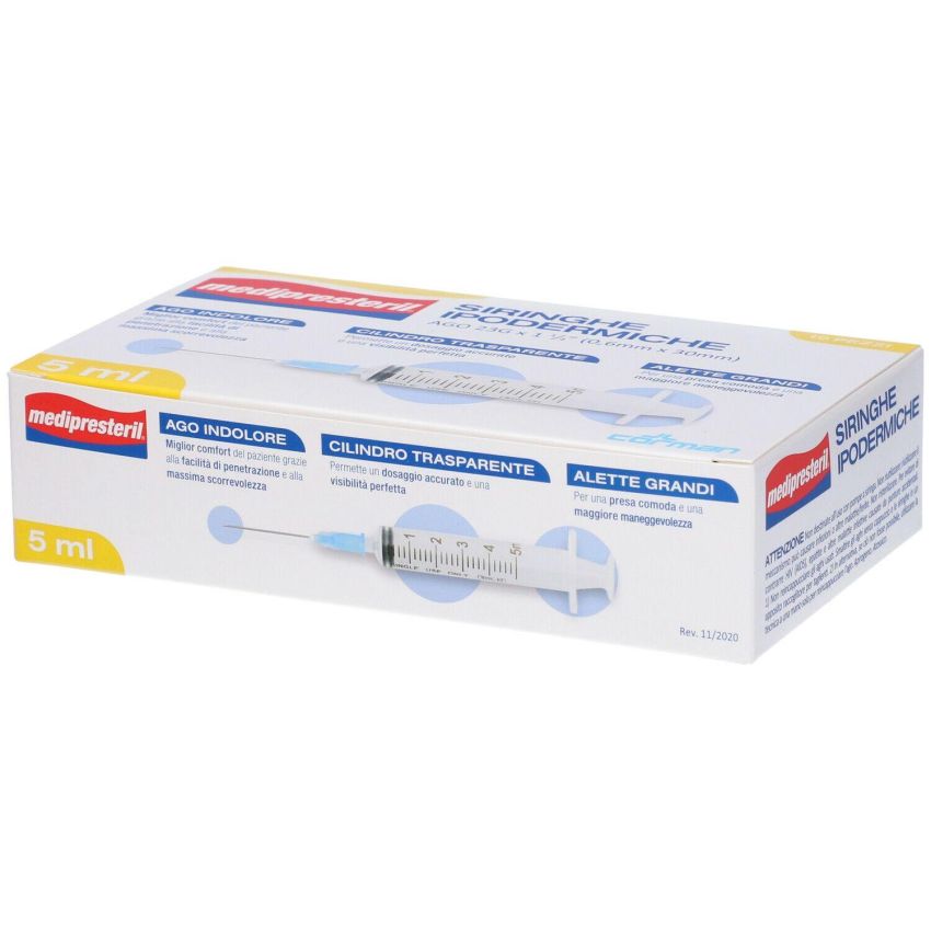 MediPreSteril Siringhe Ipodermiche con Ago 23G - 0,5x30mm, 5ml, 10 Pezzi