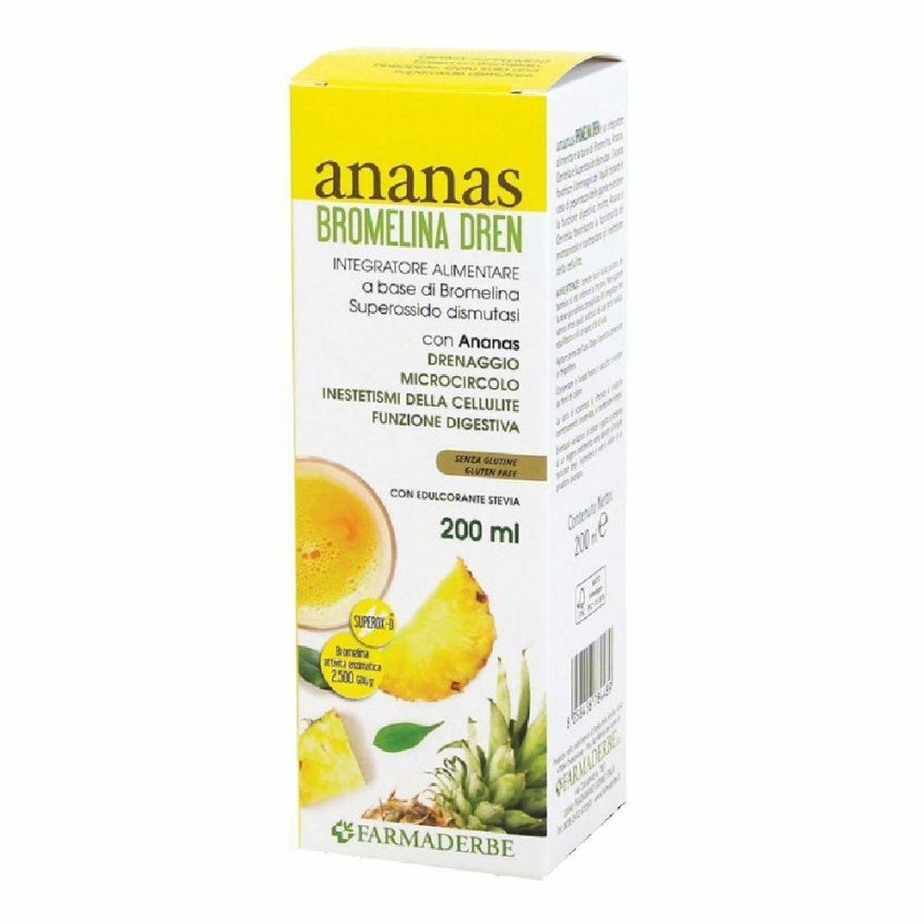 Farmaderbe Ananas Bromelina Dren - Soluzione Naturale Drenante 200ml