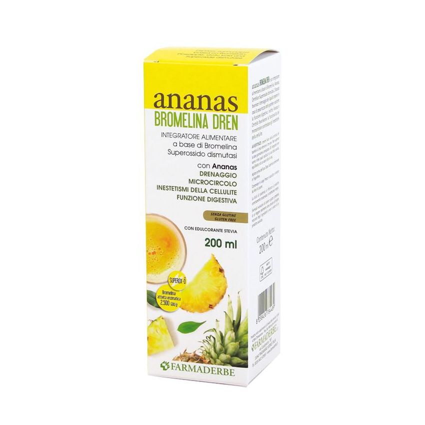 Farmaderbe Ananas Bromelina Dren - Soluzione Naturale Drenante 200ml