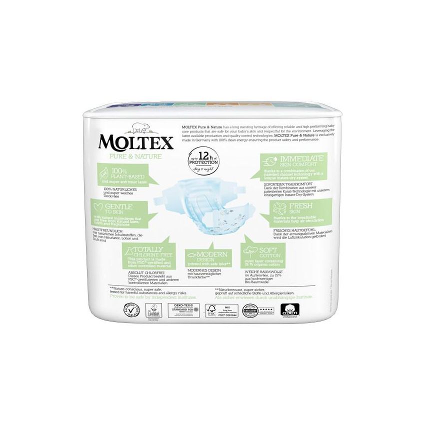 Moltex Pure&Nature - Pannolini per Neonati, Taglia 1, 2-4kg, Pacco da 22 Pezzi