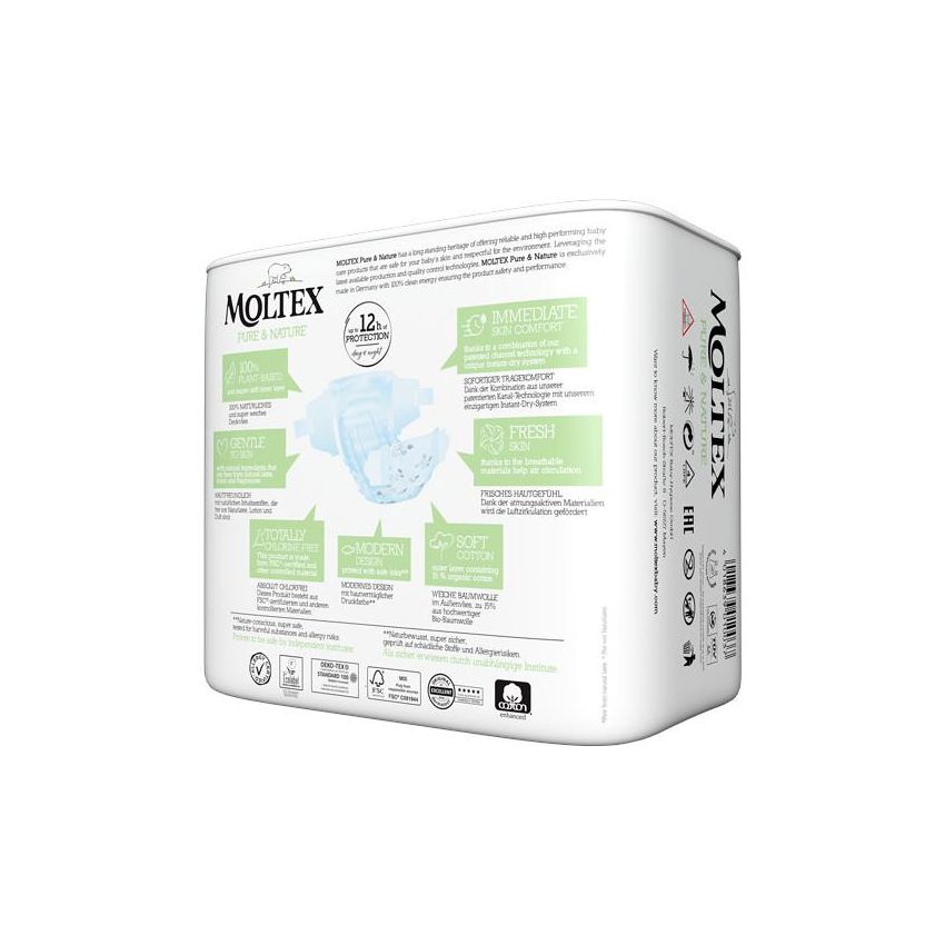 Moltex Pure&Nature - Pannolini per Neonati, Taglia 1, 2-4kg, Pacco da 22 Pezzi