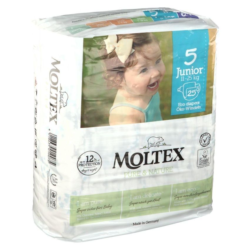 Moltex Pure & Nature Pannolini Taglia 5 Junior 11-16kg, 25 Pezzi
