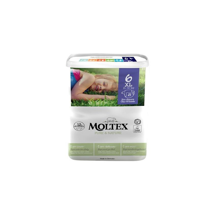 Pannolini Moltex Pure & Nature, Taglia 6 XL, Pacco da 21 Pezzi