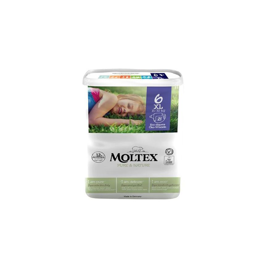 Pannolini Moltex Pure & Nature, Taglia 6 XL, Pacco da 21 Pezzi