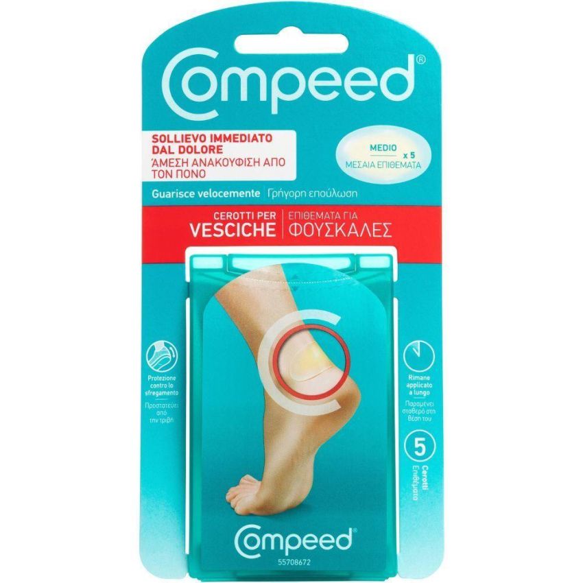 Compeed Cerotti per Vesciche, Taglia Media, Pacco da 5 Pezzi