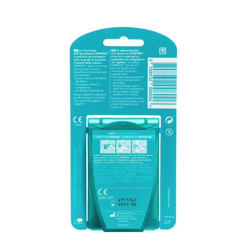 Compeed Cerotti per Vesciche, Taglia Media, Pacco da 5 Pezzi