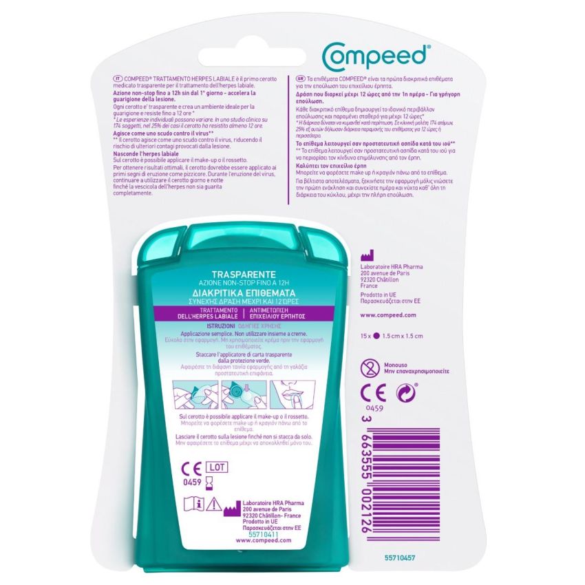Compeed Trattamento per Herpes Labiale, Confezione da 15 Pezzi