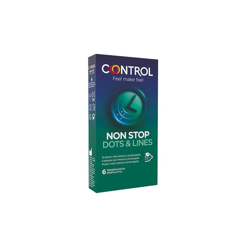 Control Non-Stop Dots & Lines Condoms, Pacchetto da 6 Pezzi