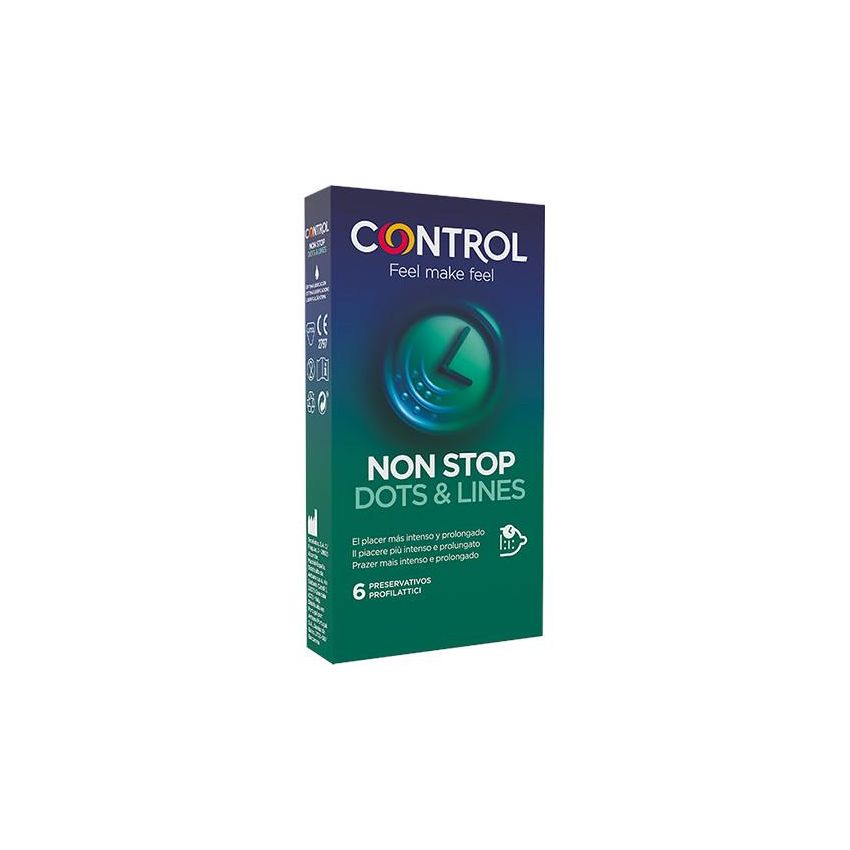 Control Non-Stop Dots & Lines Condoms, Pacchetto da 6 Pezzi