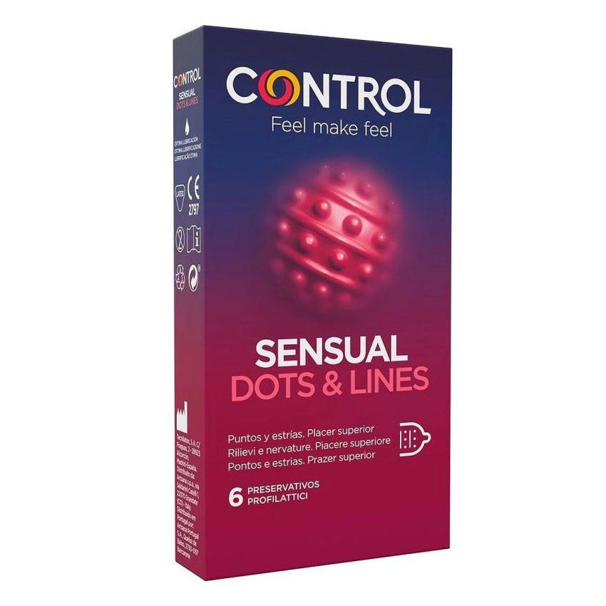 Control Sensual Dots&Lines Preservativi - Confezione da 6 Pezzi