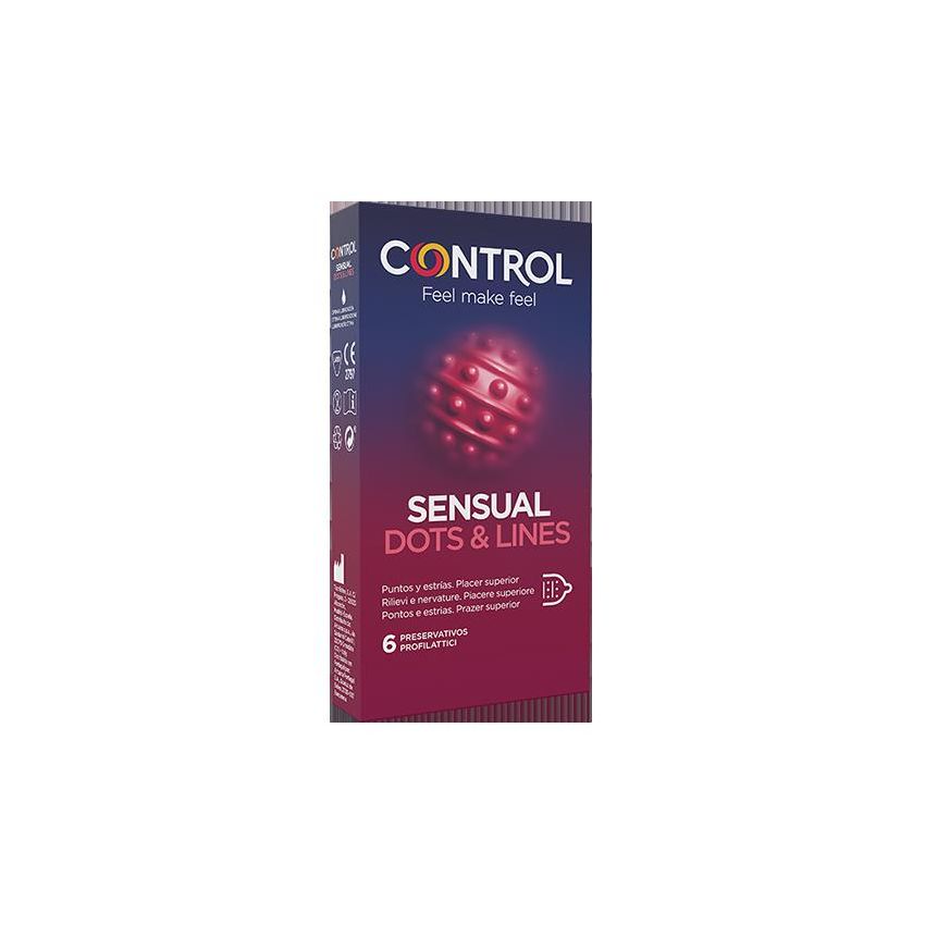 Control Sensual Dots&Lines Preservativi - Confezione da 6 Pezzi