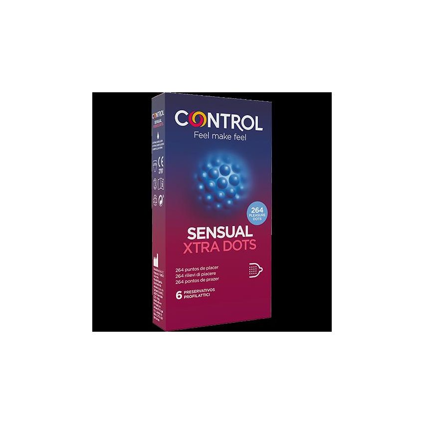 Control Sensual Extra Dots - Pacchetto da 6 Preservativi Stimolanti