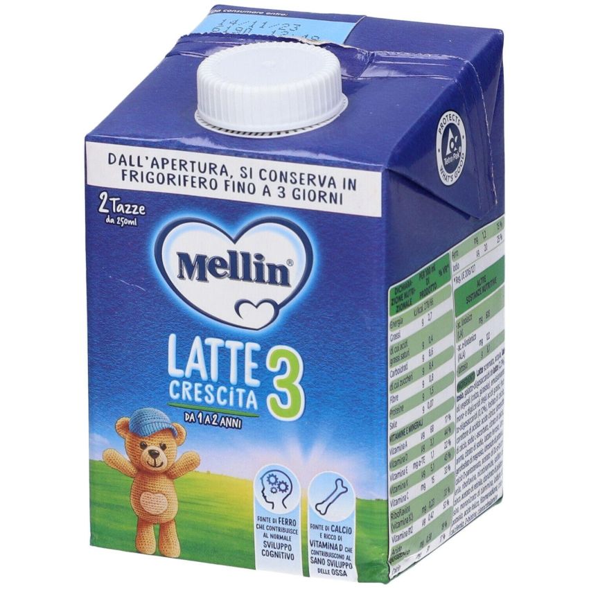 Mellin 3 Latte Liquido per Bambini 1-2 Anni, 500ml
