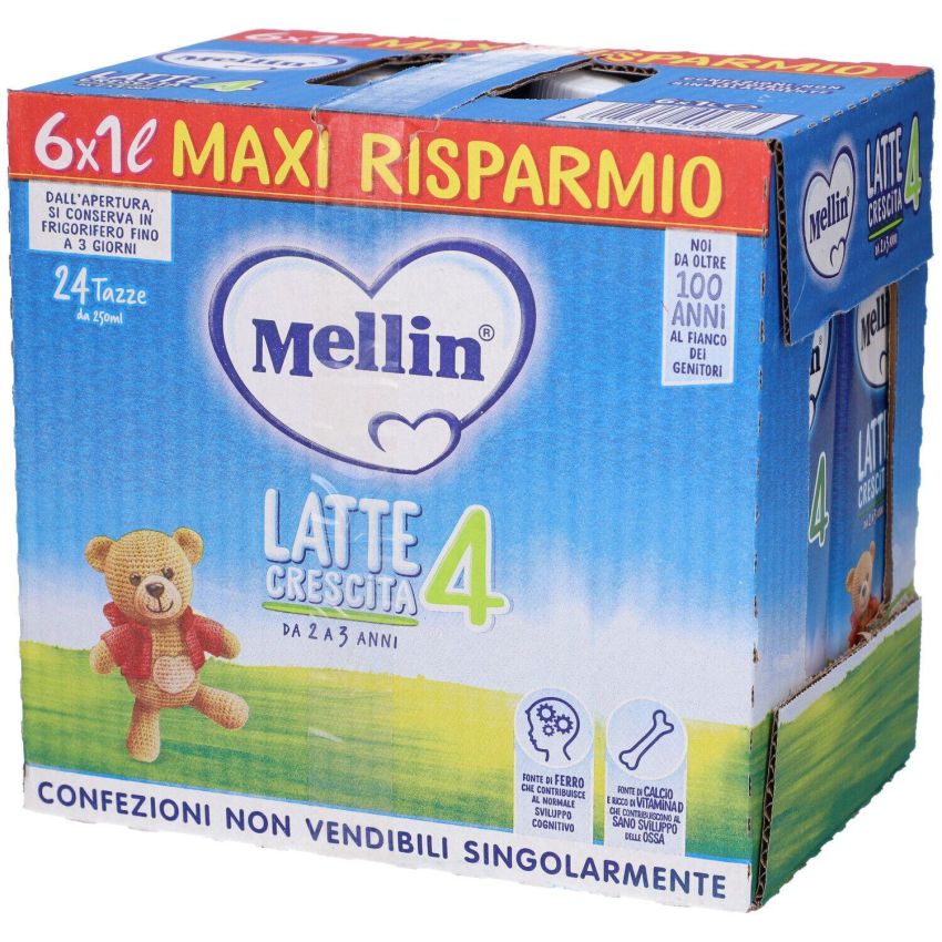 Mellin 4 Latte Di Crescita Liquido 6x1000ml 24Mesi+
