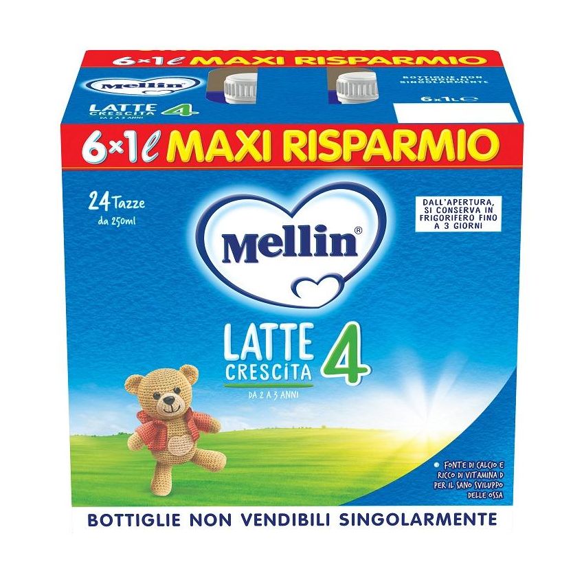 Mellin 4 Latte Di Crescita Liquido 6x1000ml 24Mesi+