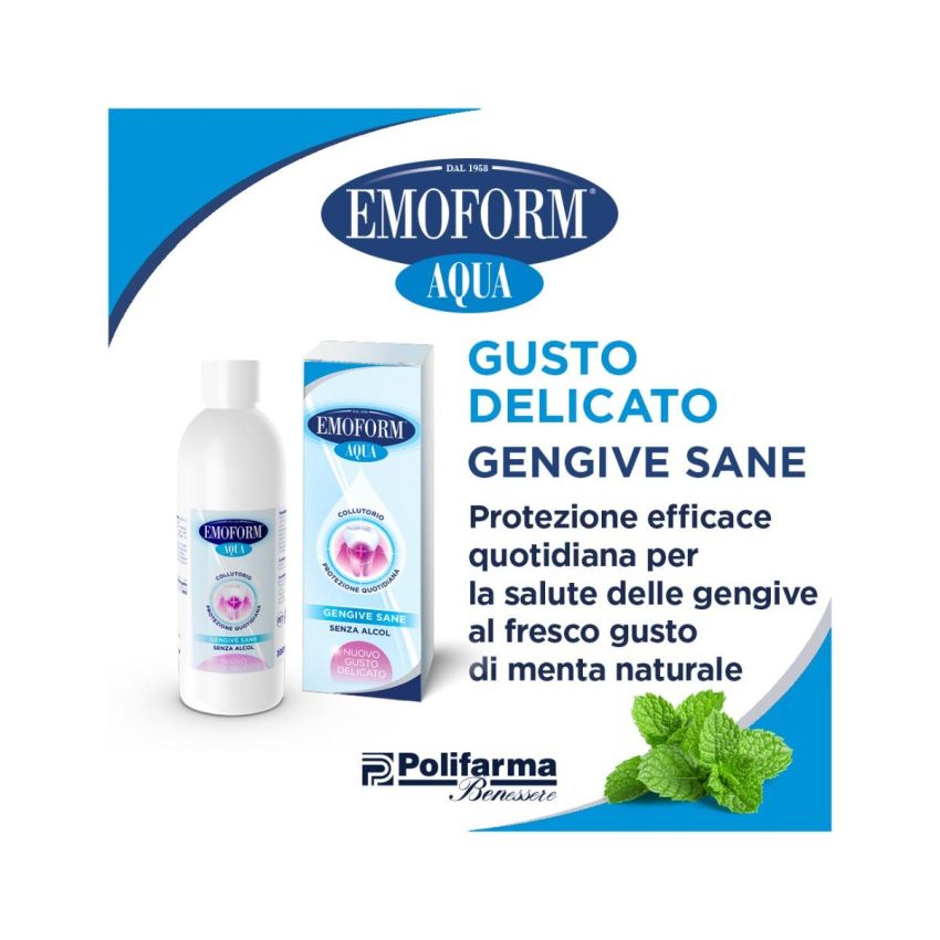 Emoform Aqua Collutorio - Protezione Quotidiana con Gusto Delicato, 300ml