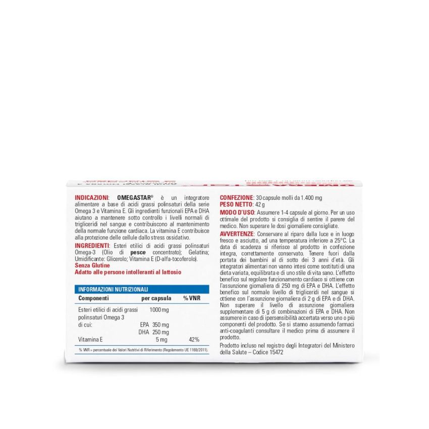 Omegastar Omega-3 Olio di Pesce, 30 Capsule Molli
