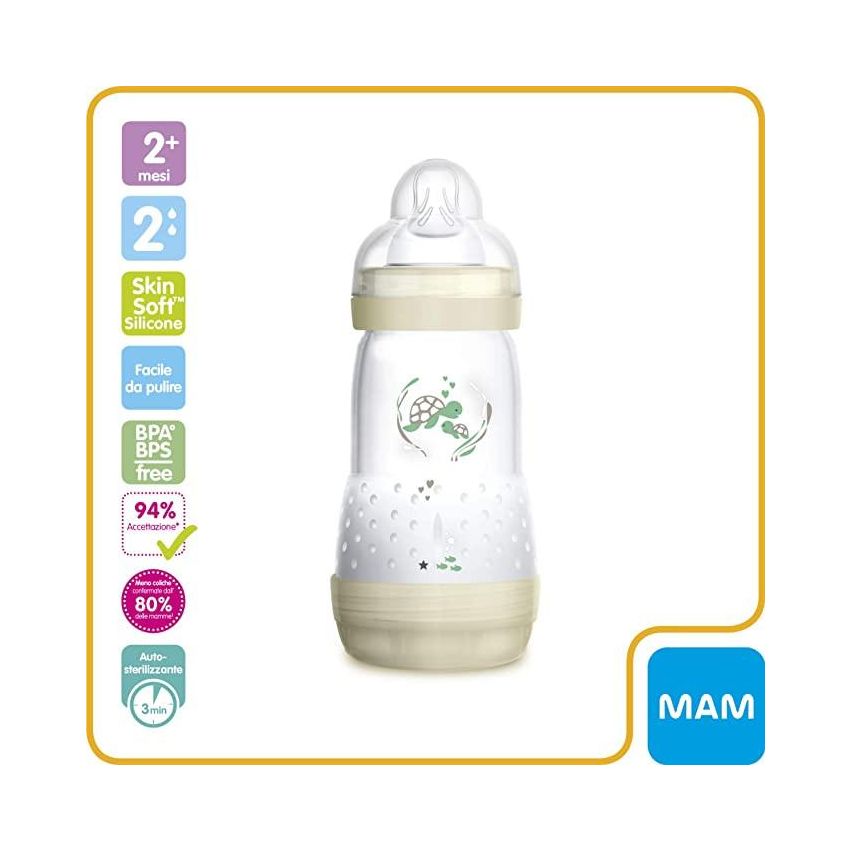 Biberon Neutro Mam Easy Start 260ml per Bambini dai 2 Mesi