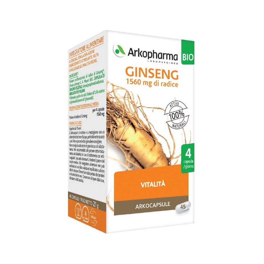Arkopharma Bio Ginseng, 45 Capsule di Origine Naturale