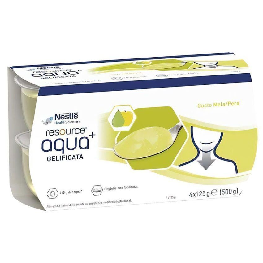 Resource Aqua - Bevanda Gelificata Sapore Mela Pera - Pacco da 4 Pezzi