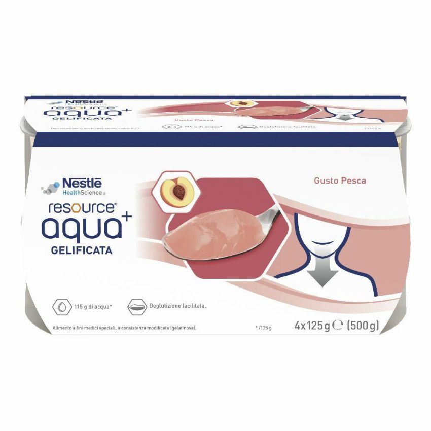 Resource Aqua+ Gel d'Acqua al Sapore di Pesca - 4x125g
