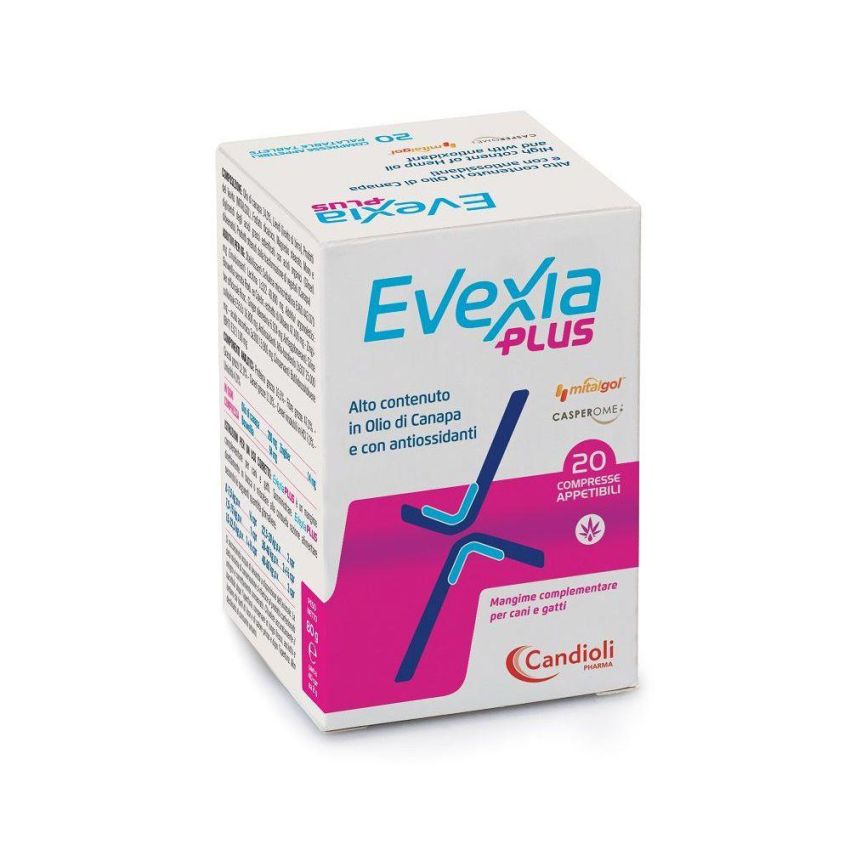 Evexia Plus Complemento Alimentare in Compresse per Cani e Gatti - Barattolo da 20 Pezzi