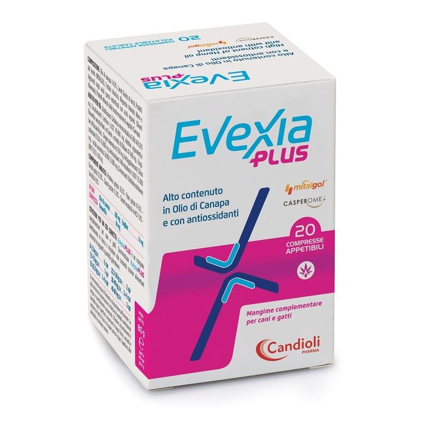Evexia Plus Complemento Alimentare in Compresse per Cani e Gatti - Barattolo da 20 Pezzi