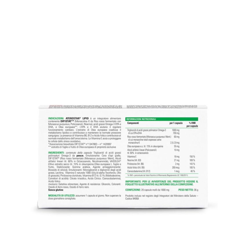Aterostar Lipid Controllo del Colesterolo - 20 Capsule Molli