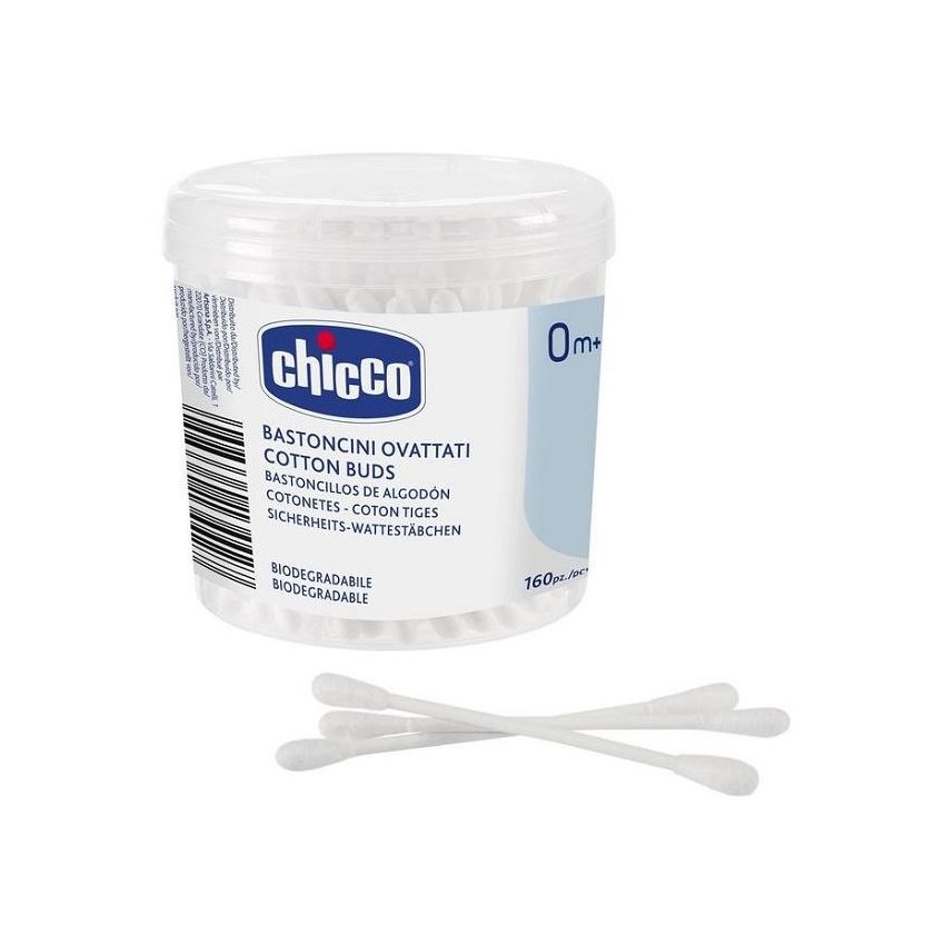 Chicco Cotton Swabs - 160 Pezzi per Neonati (0+ Mesi)
